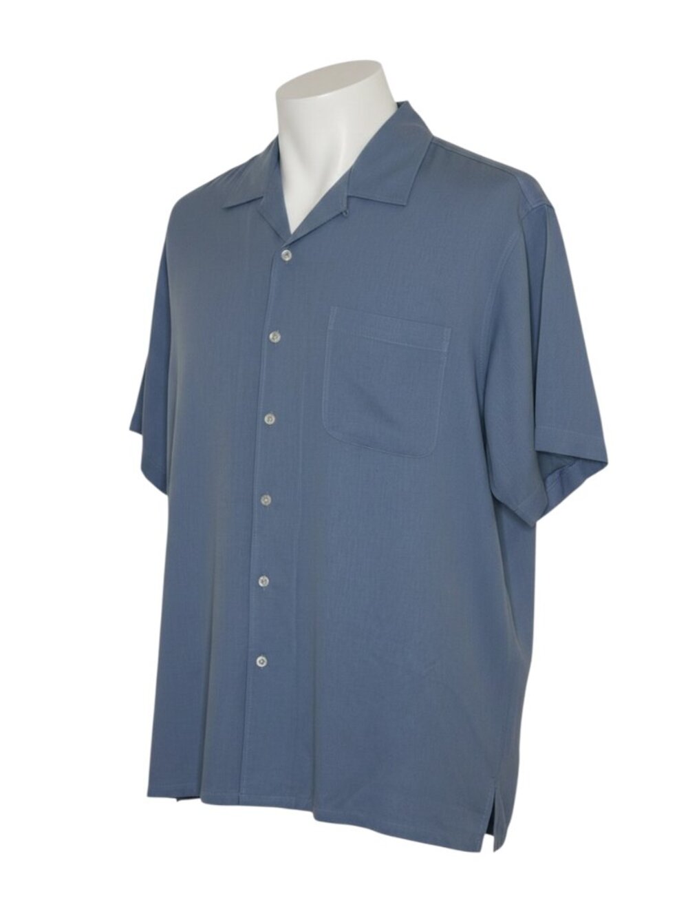 Joseph & Feiss Silk Camp Shirt Button Front Top Short Sleeve Blue XL
